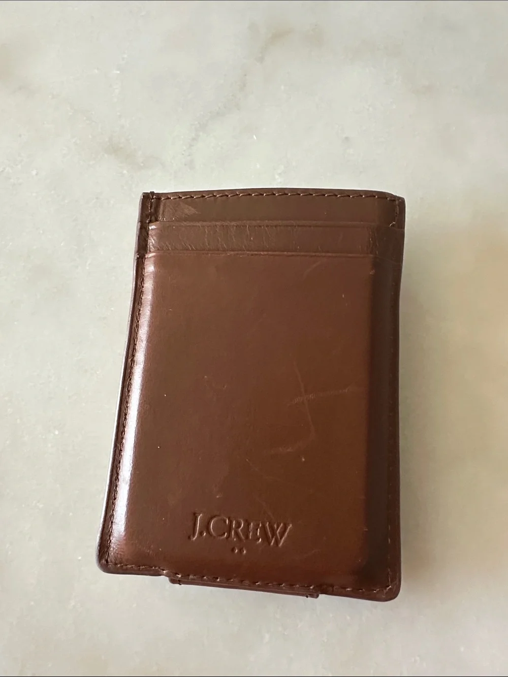 J. Crew Brown Leather Money Clip Card Holder